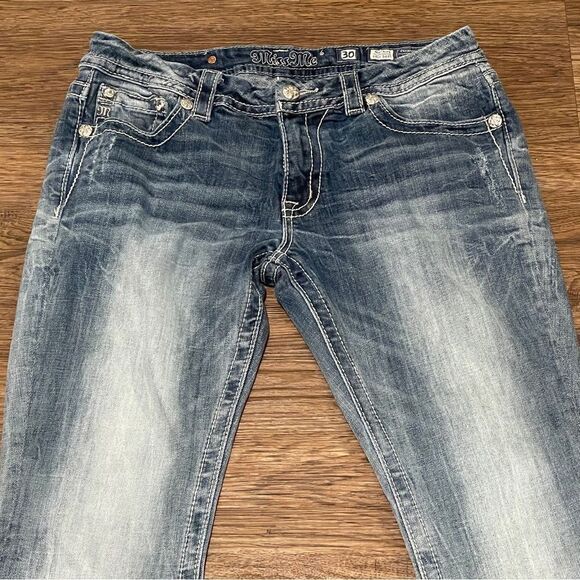 MISS ME Mid Rise Easy Boot Embellished  Denim Jeans Blue Style JE8607ER Size 30 - Picture 3 of 14